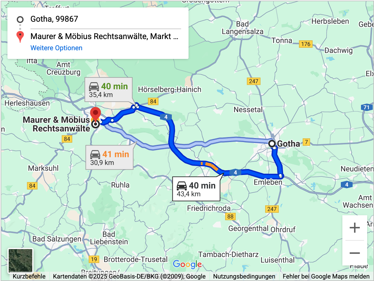 Anfahrt aus Gotha Maurer & Möbius Familienrecht